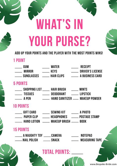 What S In Your Purse Game Free Printable